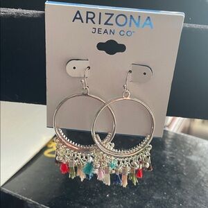 Arizona Multicolor Tassel Hoop Earrings - Silver